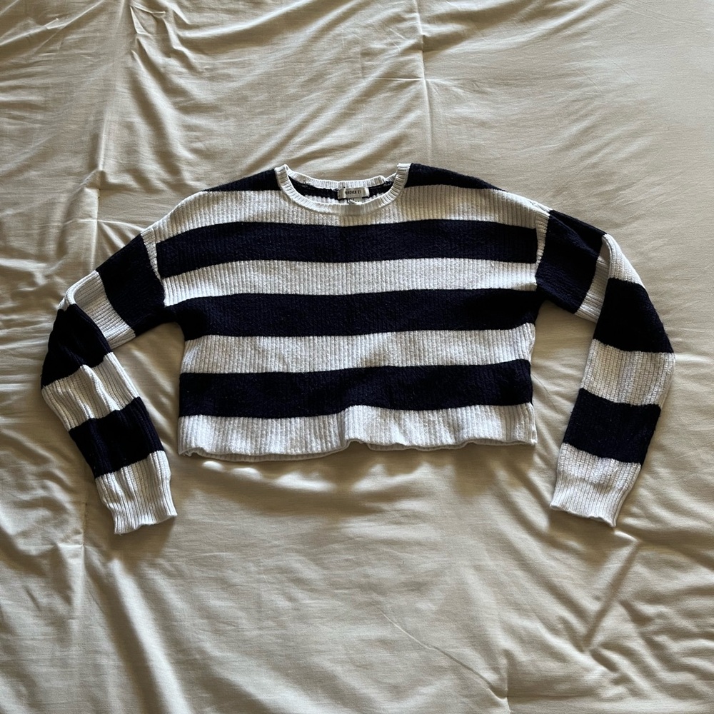Dark blue and white striped sweater
